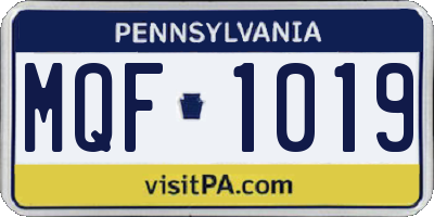 PA license plate MQF1019