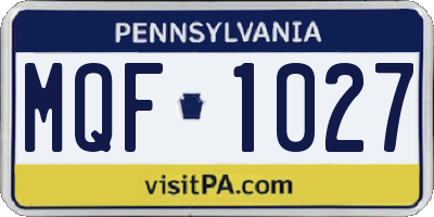 PA license plate MQF1027
