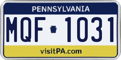 PA license plate MQF1031