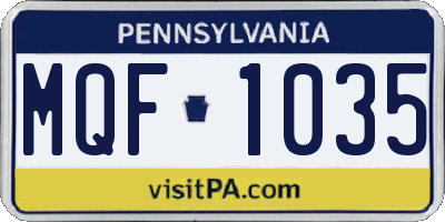 PA license plate MQF1035