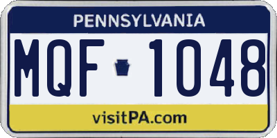 PA license plate MQF1048