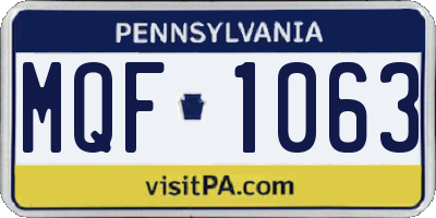 PA license plate MQF1063