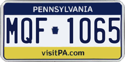 PA license plate MQF1065