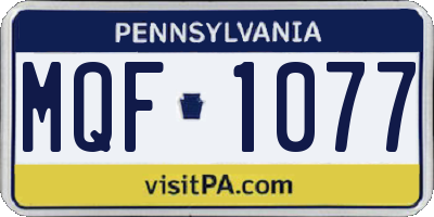 PA license plate MQF1077