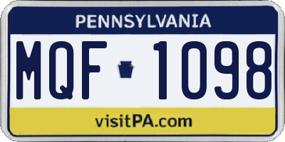 PA license plate MQF1098