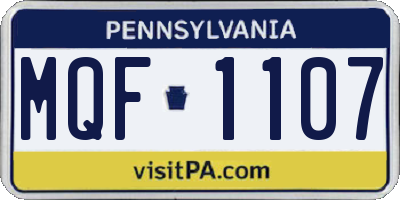 PA license plate MQF1107
