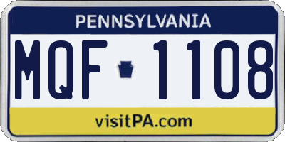 PA license plate MQF1108