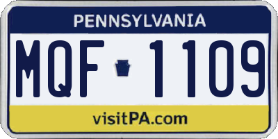 PA license plate MQF1109