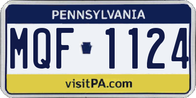 PA license plate MQF1124