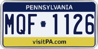 PA license plate MQF1126