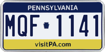 PA license plate MQF1141