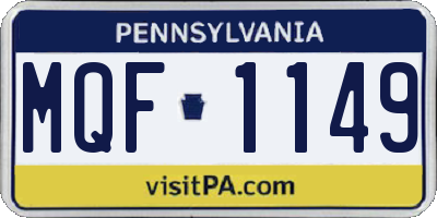 PA license plate MQF1149