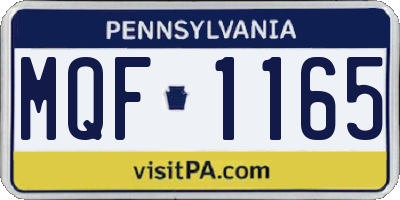 PA license plate MQF1165