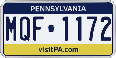 PA license plate MQF1172
