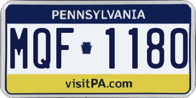 PA license plate MQF1180
