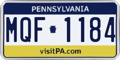 PA license plate MQF1184