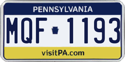 PA license plate MQF1193