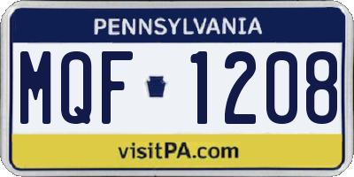 PA license plate MQF1208