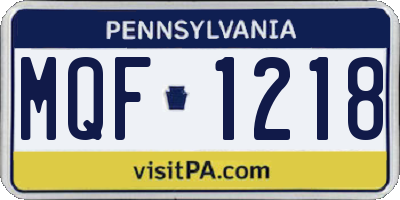 PA license plate MQF1218