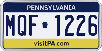 PA license plate MQF1226