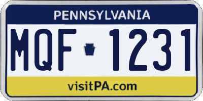 PA license plate MQF1231
