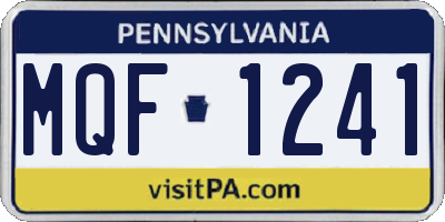 PA license plate MQF1241