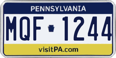 PA license plate MQF1244
