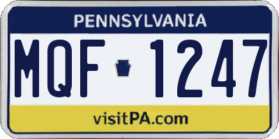 PA license plate MQF1247