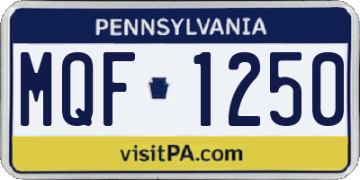 PA license plate MQF1250