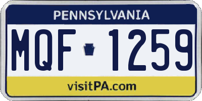 PA license plate MQF1259