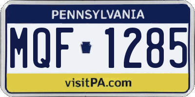 PA license plate MQF1285