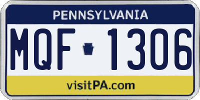 PA license plate MQF1306