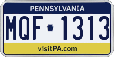 PA license plate MQF1313