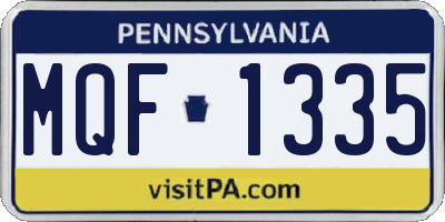 PA license plate MQF1335