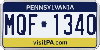 PA license plate MQF1340
