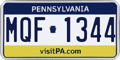 PA license plate MQF1344