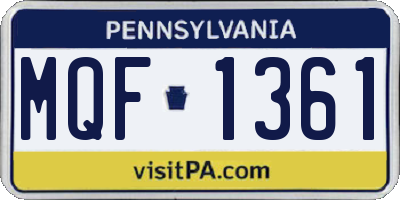 PA license plate MQF1361