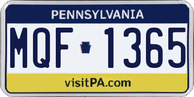 PA license plate MQF1365