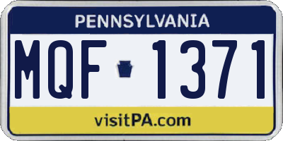 PA license plate MQF1371