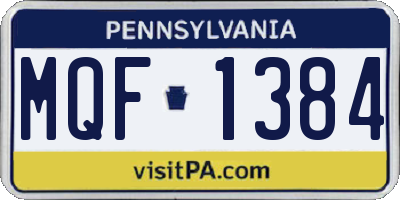 PA license plate MQF1384