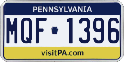 PA license plate MQF1396