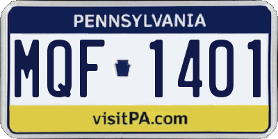 PA license plate MQF1401