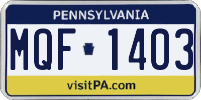 PA license plate MQF1403