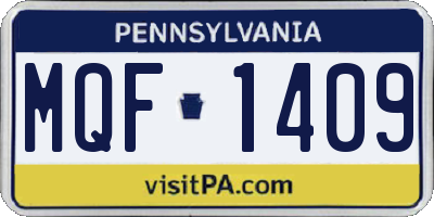 PA license plate MQF1409