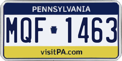 PA license plate MQF1463