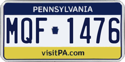 PA license plate MQF1476