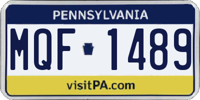 PA license plate MQF1489