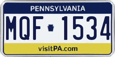 PA license plate MQF1534