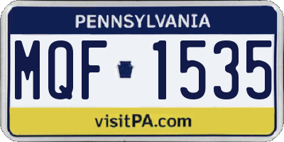 PA license plate MQF1535