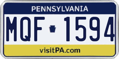 PA license plate MQF1594